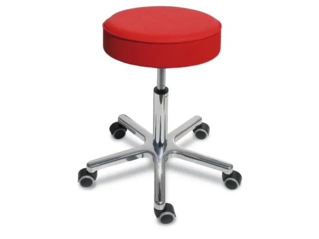 Draaikruk met Wielen 460-590mm Zitting Kunstleer Rood Aluminium