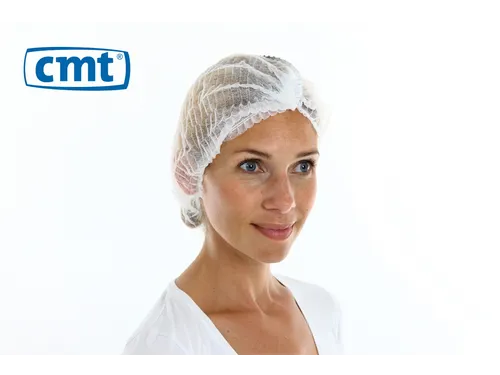 Haarnet Pp Non Woven Clip Cap Wit 53cm maat L 2-elastiek Detectable 10