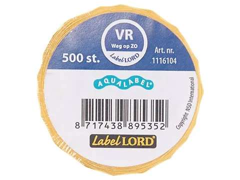 Voedseletiketten 54x22x54mm Aqualabel VR weg op ZO