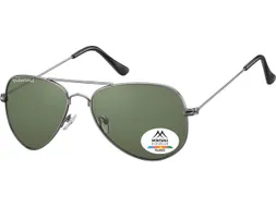 Zonnebril Montana met groen G15 gepolariseerd glas staalkleurig