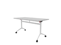 klaptafel,HxBxD 750x1400x700mm,hoekig,T-voet wit,ovale buis,blad grijs
