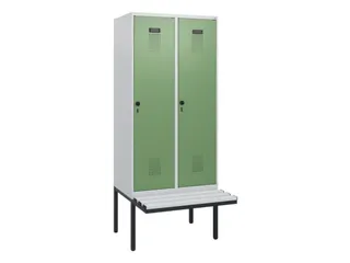locker met bank,HxBxD 1950x800x815mm,2vak,vak B 400mm,draaigrendel - 2