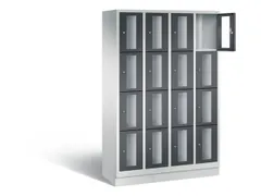 Lockerkast 1800x1190x500mm 4x4 vakken Cilinderslot, Sokkel, RAL7021