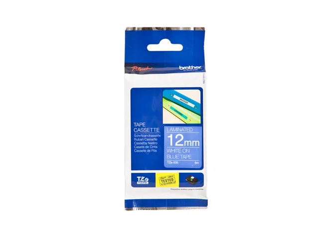 Labeltape Brother P-touch TZe-535 standaard 12mm wit op blauw