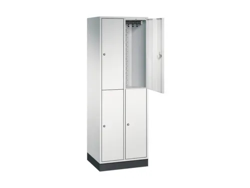 Dubbeldekse garderobekast,RAL 7035,HxBxD 1950x620x500mm,2x2vak.