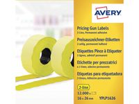 prijstangetiketten Avery permanent 16x26mm geel 10 rol in doos