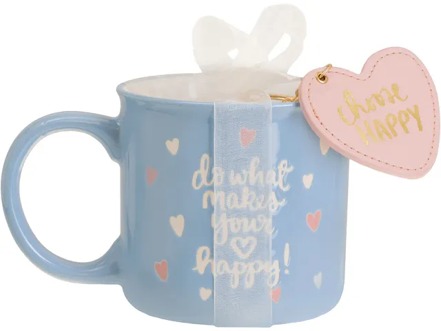 Coffret cadeau mug 580ml et porte-clés Choose Happy