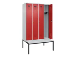 locker met bank,HxBxD 2120x1200x815mm,4vak,vak B 300mm,cilinderslot