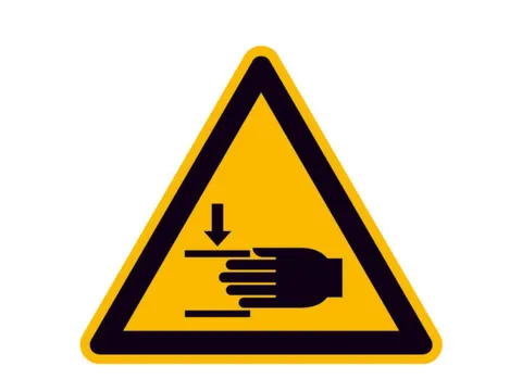 waarschuwingsbord,v. binnen/buiten,waarschuwing: handletsel,PVC