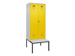 locker met bank,voor scheiding van kleding,HxBxD 2120x800x815mm,2vak - 2