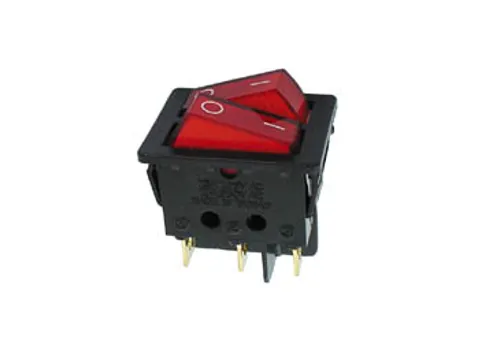 Vermogen Rockerschakelaar 10A-250V Dpst On-Off - Met Rood Neonlampje
