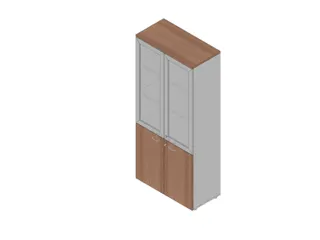 Vitrinekast 2000X900X450Mm Glazen Deuren 4X Vloer Aluminium Canaletto - 1