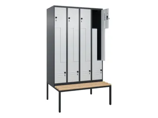 Z-garderobekast,HxBxD 2120x1200x815mm,8vak,vak B 300mm,draaigrendel - 2