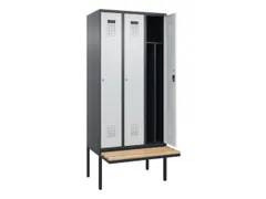 locker met bank,voor scheiding van kleding,HxBxD 2120x900x815mm,3vak