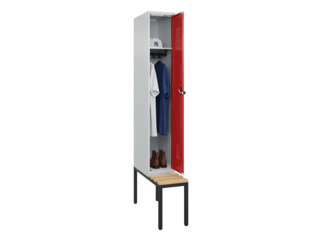 locker met bank,HxBxD 2120x300x815mm,1vak,vak B 300mm,draaigrendel