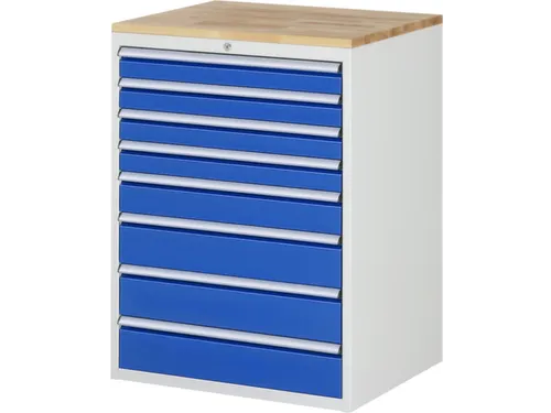 ladekast 1035x770x650mm 8laden cilinderslot RAL7035 RAL5010 beuken