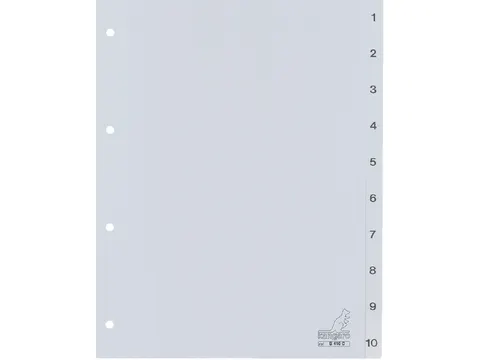 Tabbladen Kangaro A4 4-Gaats G410C 1-10 Genummerd Grijs Pp
