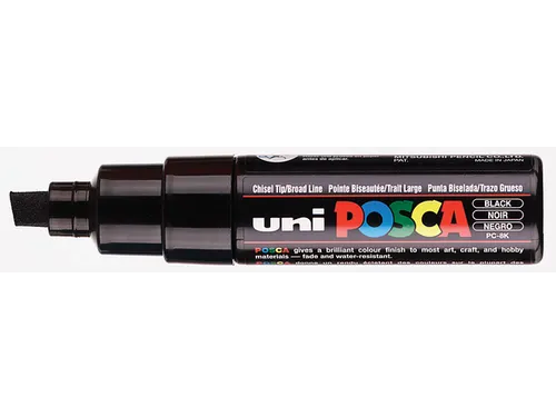 Verfstift Posca PC8K Brede punt 8mm schuin Zwart