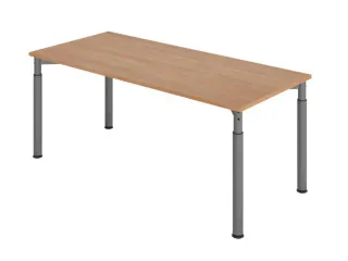bureau,HxBxD 680-820x1800x800mm,blad notenboom,4voeten grafiet - 1