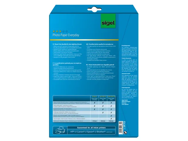 Inkjetfotopapier Sigel A4 Everyday+ 170 Gram Wit 20 Vel
