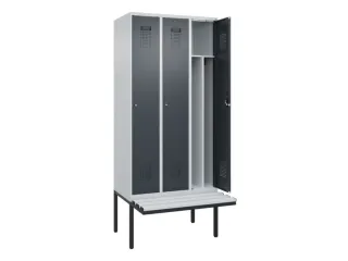 locker met bank,voor scheiding van kleding,HxBxD 2120x900x815mm,3vak - 1