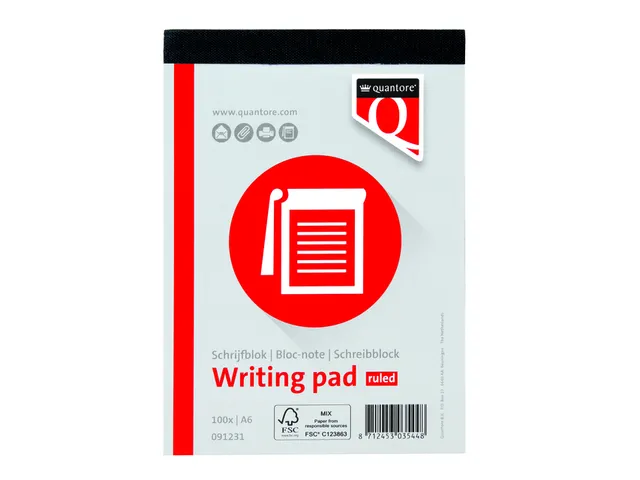 Schrijfblok Huismerk Quantore A6 Netto Lijn 60 Gram