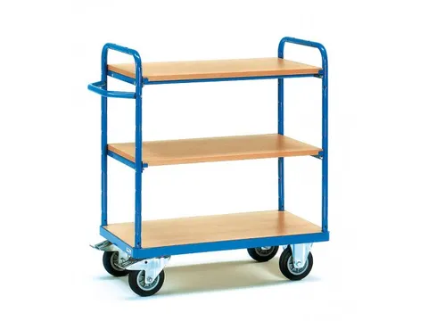 Etagewagens 8102 3 Etages Hout 600kg Laadvlak 1000x700mm Ral5007