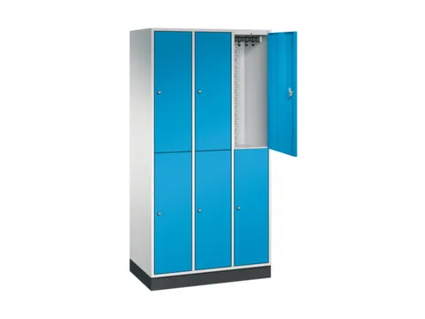 Dubbeldekse garderobekast,RAL 7035/RAL 5012,HxBxD 1950x920x500mm