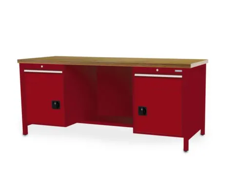 werkbank,HxBxD 860x2000x750mm,onderstel RAL3003,fronten RAL3003