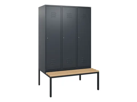 locker met bank,HxBxD 1950x1200x815mm,3vak,vak B 400mm,cil.-slot