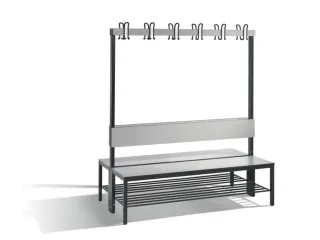 omkleedbank,HxLxD 1710x1500x760mm,HPL zilvergrijs,frame staal RAL7021 - 1