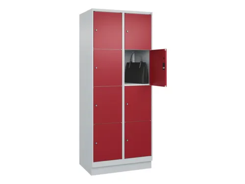 lockerkast,HxBxD 1950x800x500mm,2x4vakken,vak B 400mm,cil.-slot,sokkel