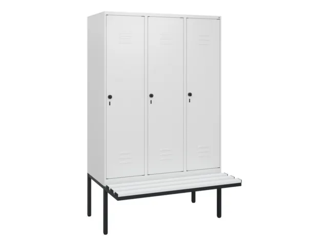 locker met bank,HxBxD 1950x1200x815mm,3vak,vak B 400mm,draaigrendel