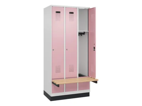 locker met bank,HxBxD 1950x900x815mm,3vak,vak B 300mm,cilinderslot