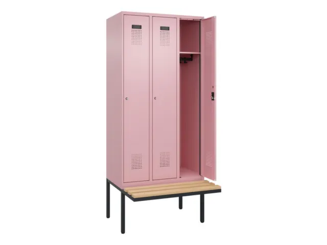locker met bank,HxBxD 2120x900x815mm,3vak,vak B 300mm,cilinderslot