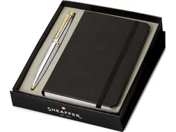 Balpen Giftset SHEAFFER VFM G9422 polished chrome gold plated met A6 n