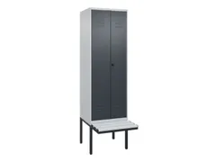 PBM-locker met bank,HxBxD 2120x600x815mm,2vak,vak B 300mm,draaigrendel
