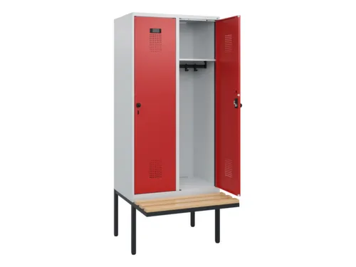 locker met bank,HxBxD 1950x800x815mm,2vak,vak B 400mm,draaigrendel