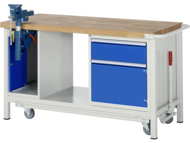 Werkbank Hxbxd 880x1500x700mm Beukenhouten Werkblad 1lade 2 Kasten