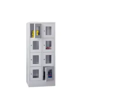 lockerkast,HxBxD 1518x600x500mm,2x4vakken,RAL7035,front RAL3000