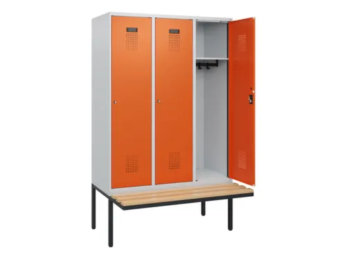locker met bank,HxBxD 1950x1200x815mm,3vak,vak B 400mm,cilinderslot