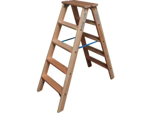 dubbele ladder,beide zijden,2x5treden,Stand H 0,65m,balk L 1,15m,hout