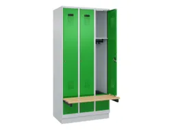 locker met bank,HxBxD 1950x900x815mm,3vak,vak B 300mm,cilinderslot