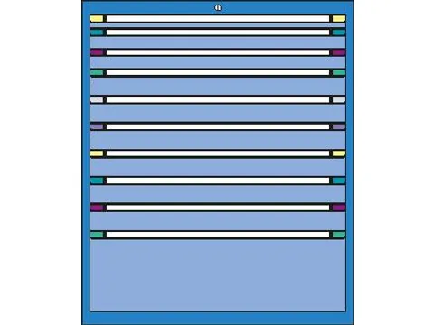 ladekast,HxBxD 1200x1005x695mm,10lade(n),RAL7035,front RAL7035