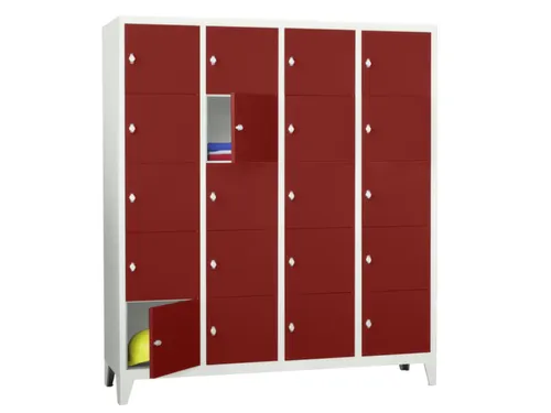 lockerkast,HxBxD 1850x1600x500mm,4x5vakken,RAL7035,front RAL3000