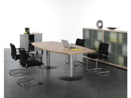 Vergadertafel vatvormig hxbxd 72x240x80/120cm blad beuken 2voeten Alu
