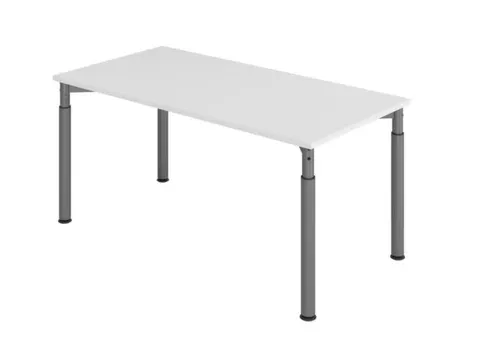 bureau,HxBxD 680-820x1600x800mm,blad grijs,4voeten grafiet,ronde buis