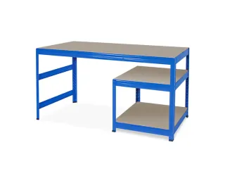 montagetafel,HxBxD 900x1500x600mm,blad hout,4voeten RAL5010,2legborden - 1