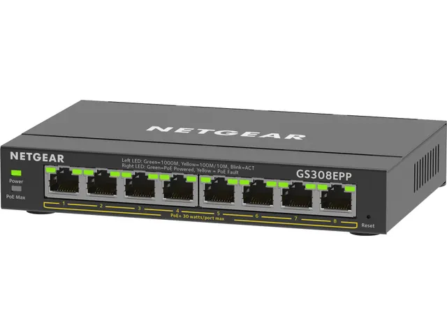 NETGEAR 8-Port Gigabit Ethernet High-Power PoE+ Plus Switch