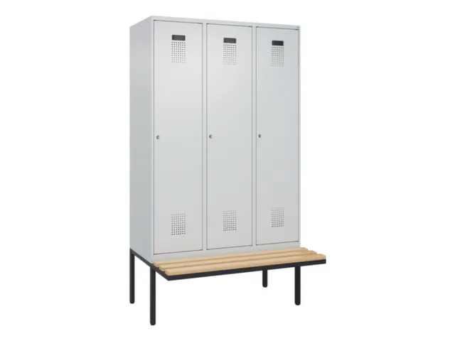 locker met bank,voor scheiding van kleding,HxBxD 2120x1200x815mm,3vak
